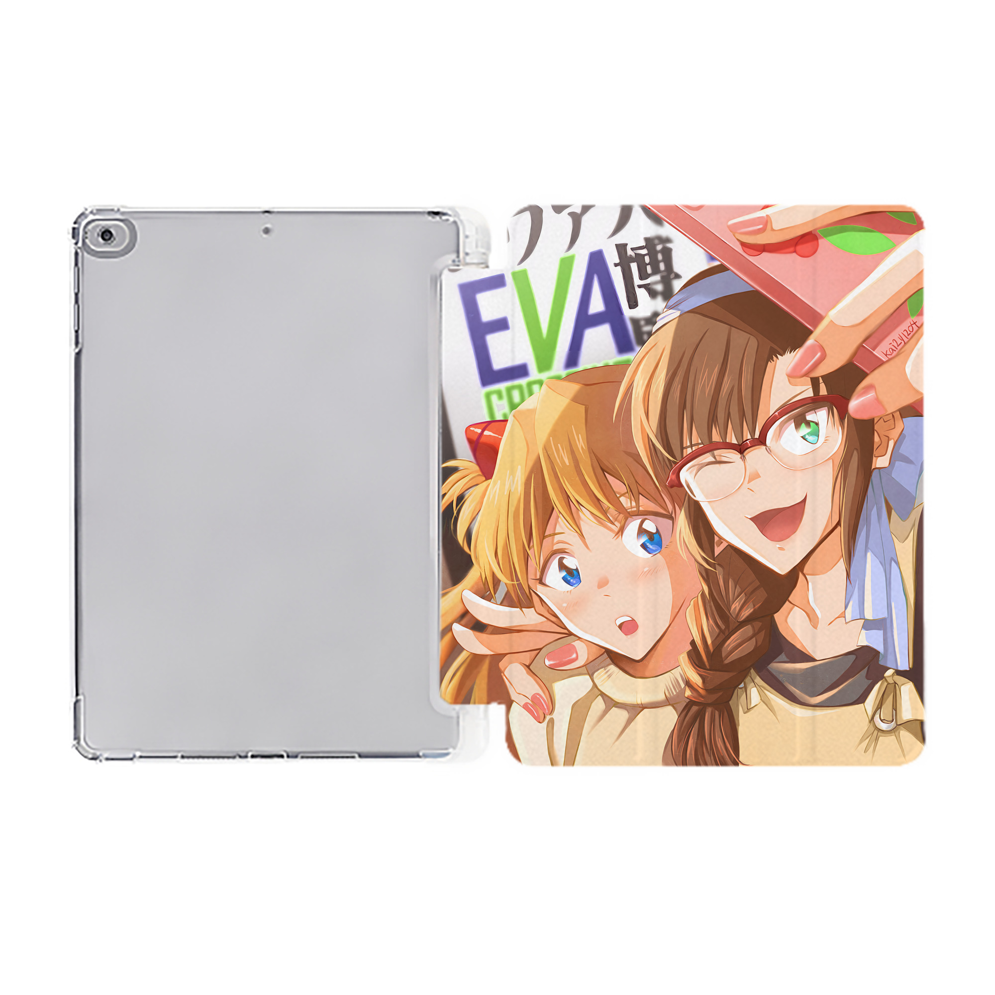 （画像用） EVA 新世紀エヴァンゲリオン IPad ケース ペン収納付き 三つ折りスタンド PUレザー×シリコン 対応機種9.5/10.5/10.9インチ